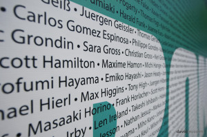 A poster with all of the competitors' names at this year's race was erected at the expo, spot the Canadian Pro's name. Photo: David McColm