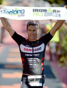 Craig Alexander winning Geelong in 2014. Photo Credit: Delly Carr