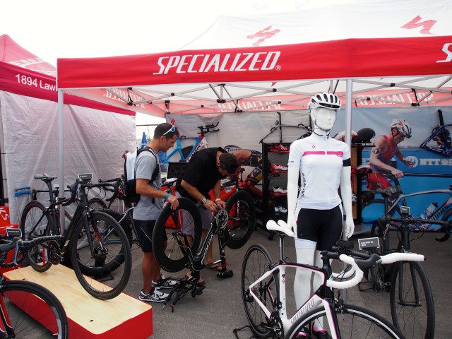 Specialized was set up showing their new wares, as well as provide mechanical support for any one with a Specialized bike.