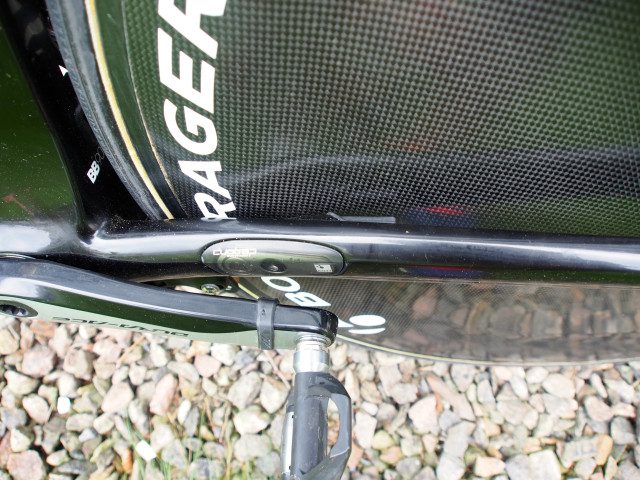 The integration theme extends to the Bontrager Duotrap Speed/Cadence sensor, which mounts to a molded pocket on the inside of the chainstay, forgoing the need for zip ties.
