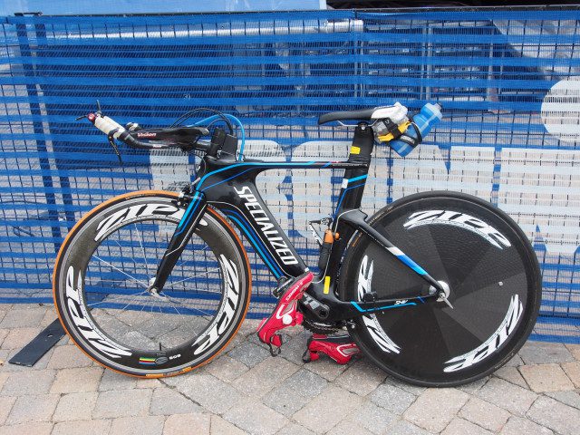 Another sign that Triathletes have taken over the town of Tremblant? Tricked out, multi thousand dollars race bike left unattended all over the place.