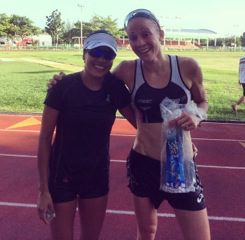 Ruth Nivon Machoud and Daniela Ryf after a tough 200 repeat track session (Track Cozumel)