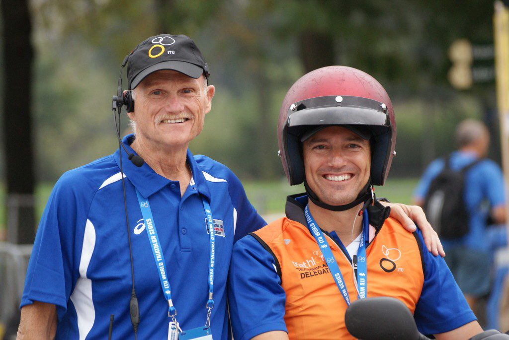 Canadian Officials John McKibbon and Yan Therien at the ITU Grand Final in Chicago in September.