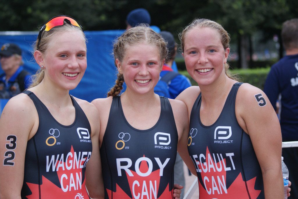 Emily Wagner (8th), Kyla Roy (19th) and Emy Legault (31st) did Canada proud in the Junior Girls race.