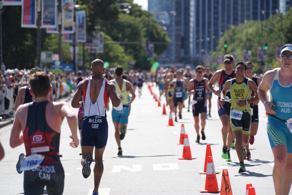 Athletes compete at the ITU Grand Final in Chicago.