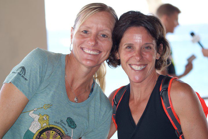Legends: Michellie Jones and Lisa Bentley at a pre-race event.