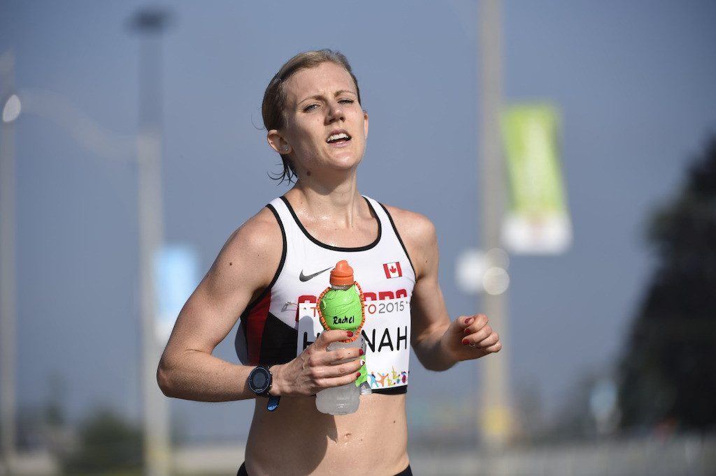 Rachel Hannah competes at the Pan Am Games marathon in Toronto. Photo: Jason Ransom