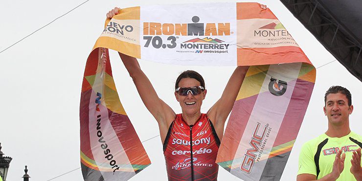Heather Wurtele winning Ironman 70.3 Monterrey earlier this year.