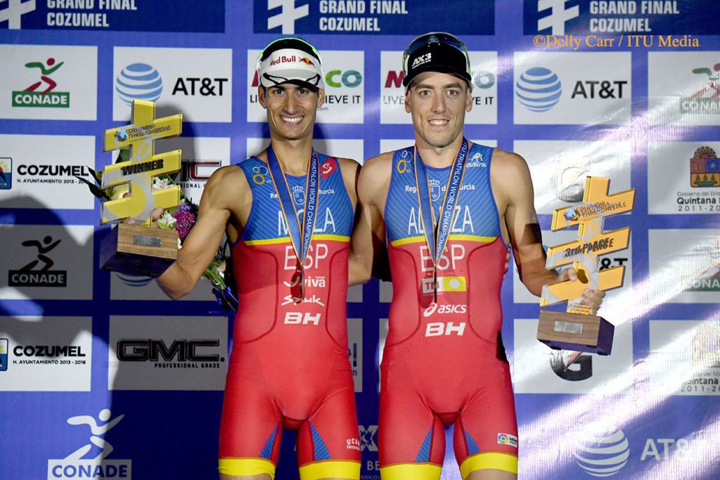 Mario Mola and Fernando took first and third in the overall 2016 World Triathlon Series. Credit: Delly Carr