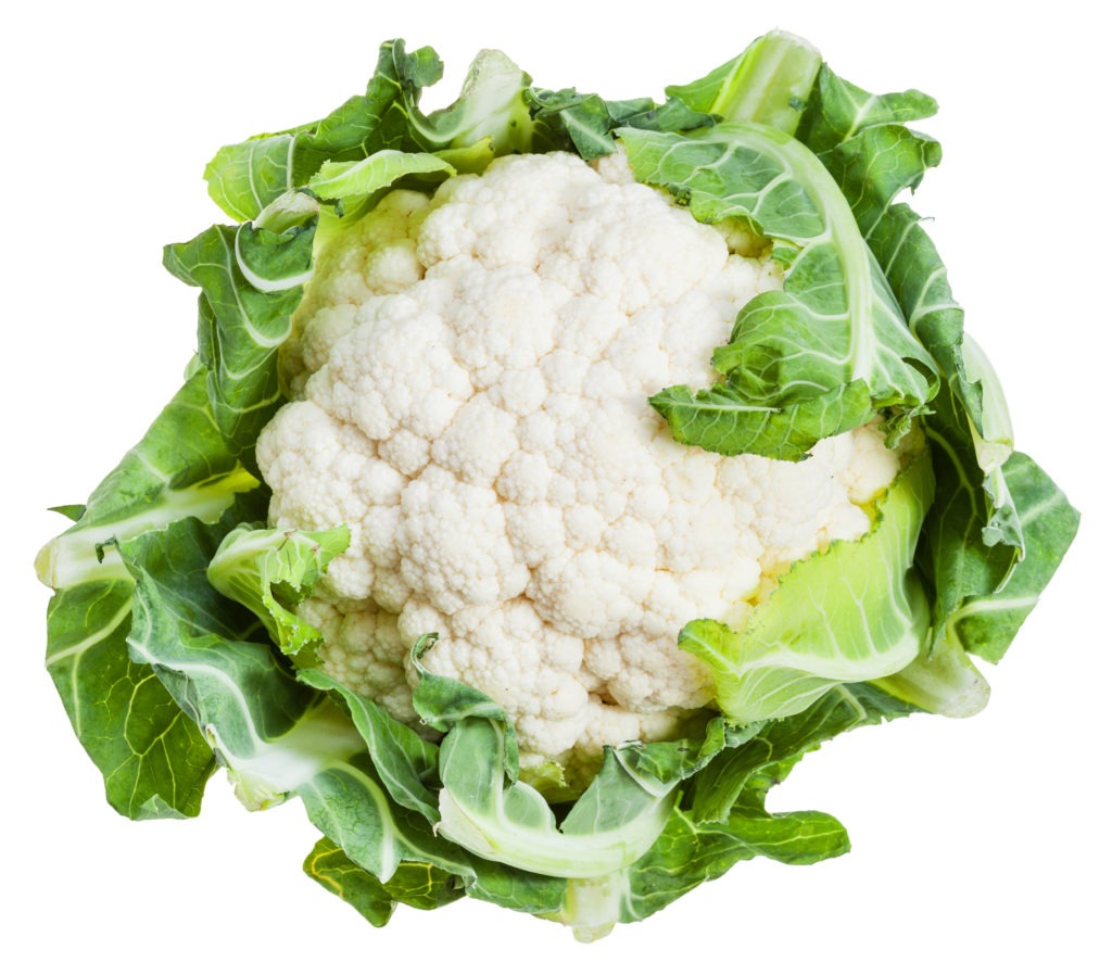 fresh ripe cauliflower isolated on white background