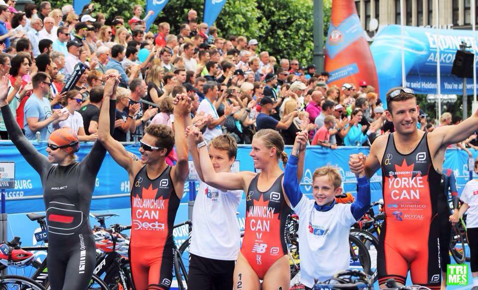 Team Canada (Sarah-Anne Brault, Tyler Mislawchuk, Dominika Jamnicky and Andrew Yorke) at the 2016 ITU Mixed Relay World Championships