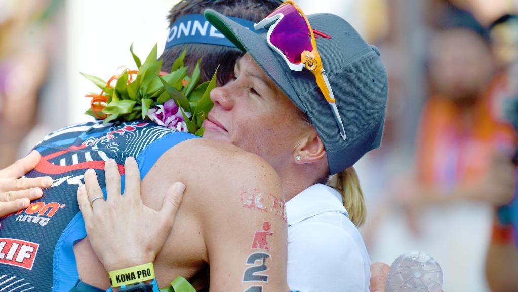Carfrae and O'Donnell at the 2015 Ironman World Championship