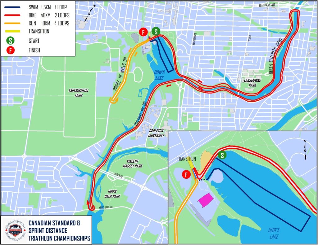 The course for the standard (Olympic) and sprint distance non-drafting championships. Also the course for the draft-legal sprint championships.